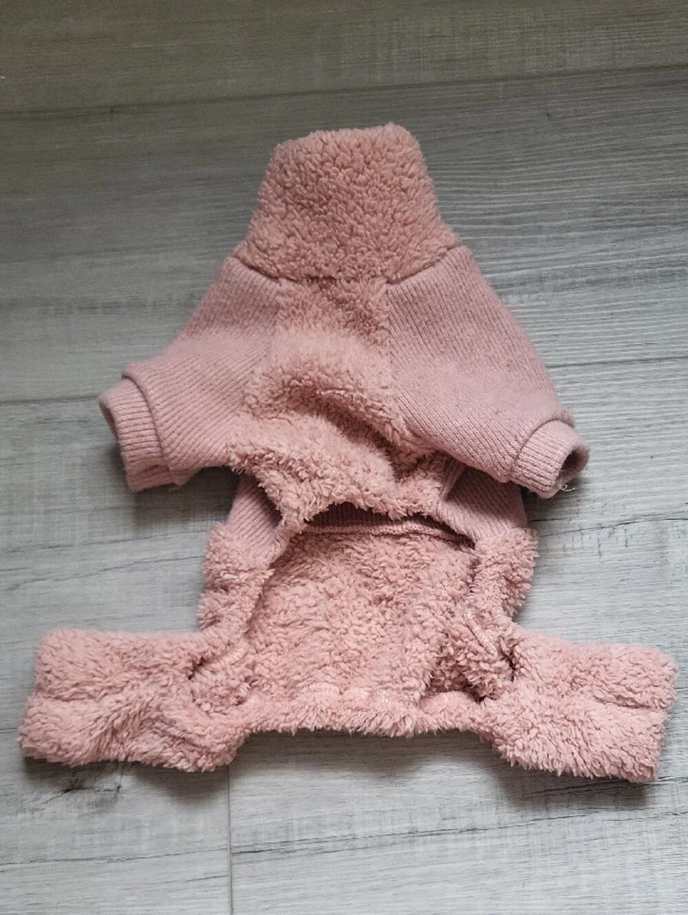 Warm Pink Fleece-Lined Dog One Piece Bodysuit